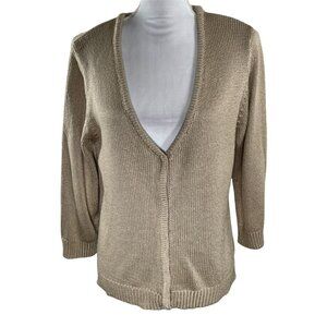 NY Collection Tan Cardigan Sweater XL V-Neck Knit Casual Layer